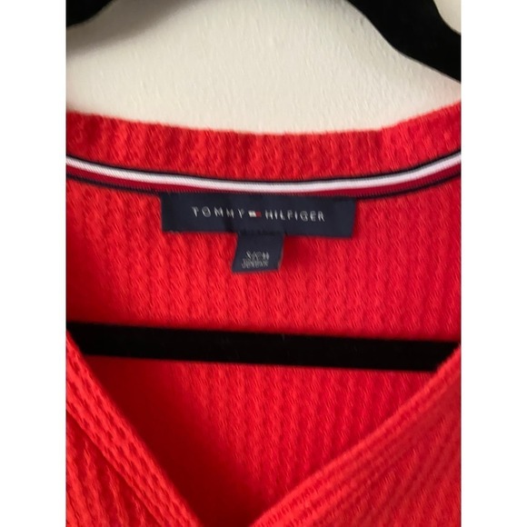 Slight Oversized Tommy Hilfiger Bright Orange Red Button Down Longsleeve - Picture 3 of 4